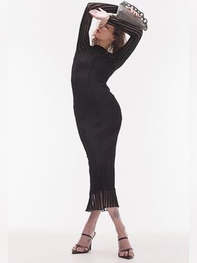 Topshop stripe long sleeve dress